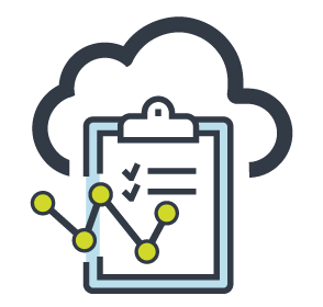 Cloud data over a checklist icon.